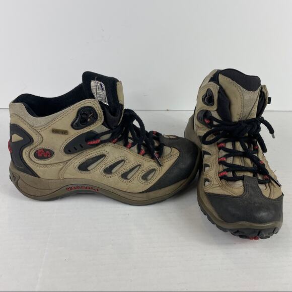 Merrell Reflex Mid Gore-Tex Taupe Leather Hiking Boots Womens Size 7 - Picture 2 of 8